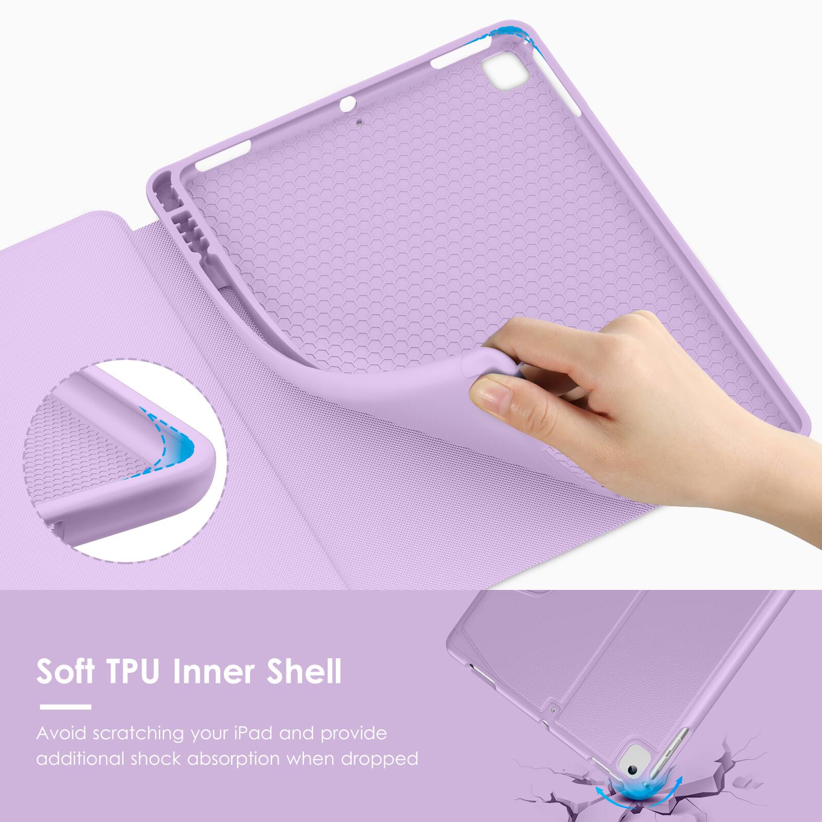 Soft TPU Inner Shell

Avoid scratching your iPad and provide additional shock absorption when dropped.