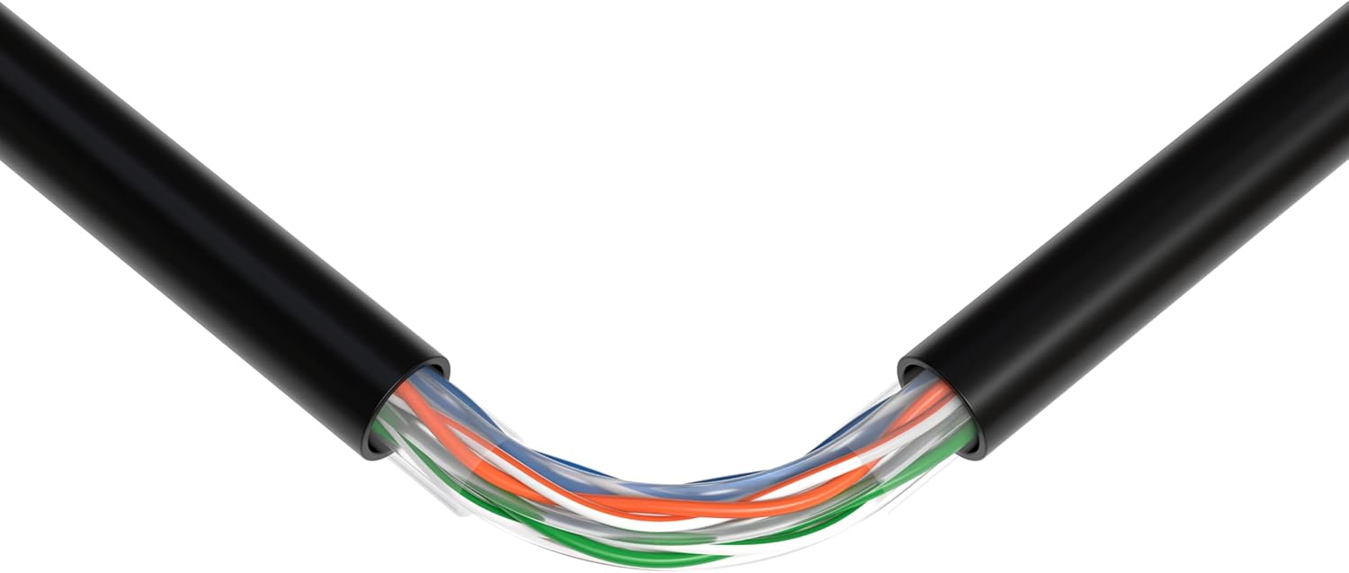 Back. Cables Direct Online - Cat5e Outdoor Direct Burial Ethernet Cable UTP 1000ft Bulk LAN Network Wire 24AWG Waterproof UV Resistant - Black.