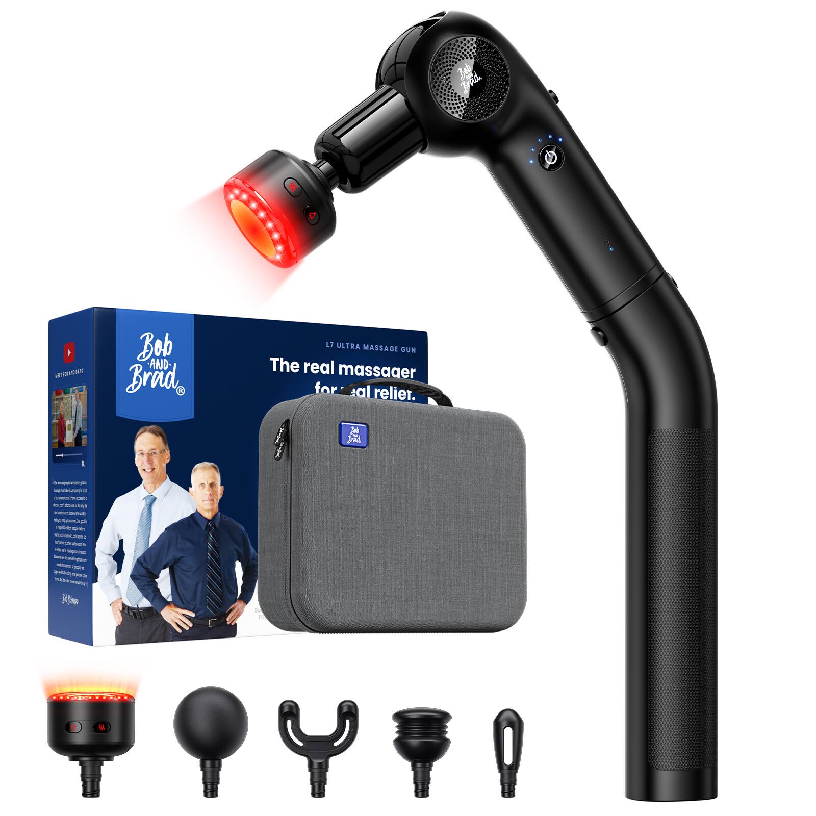 Bob and Brad - L7 Ultra Massage Gun with Heat and Red Light - Black