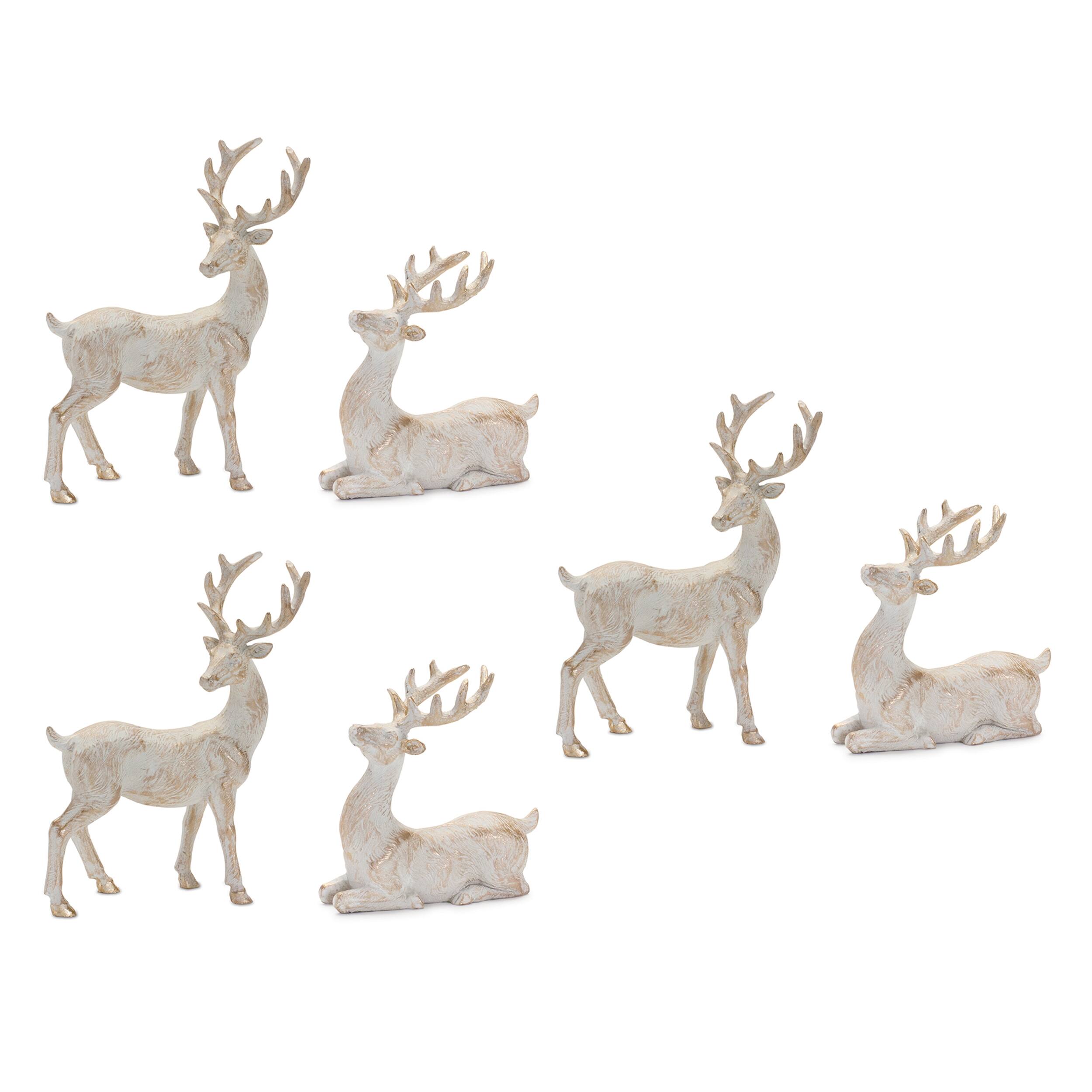Alt View 2. BreeBe - Brushed Gold Holiday Deer Figurine (Set of 6) - White, Gold.
