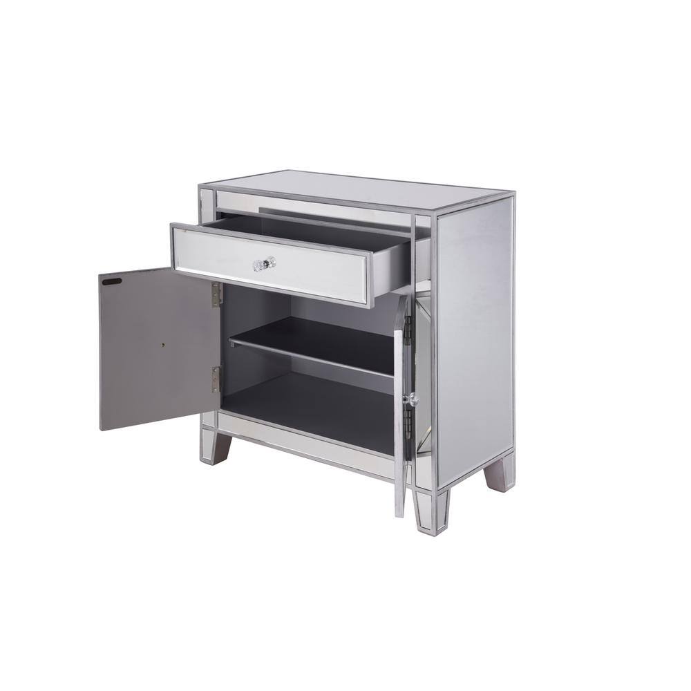 Alt View 1. Elegant Decor - 1 Drawer 2 Doors Cabinet 28 in. x 13-1/4 in. x 28-1/4 in. in silver paint - Silver.