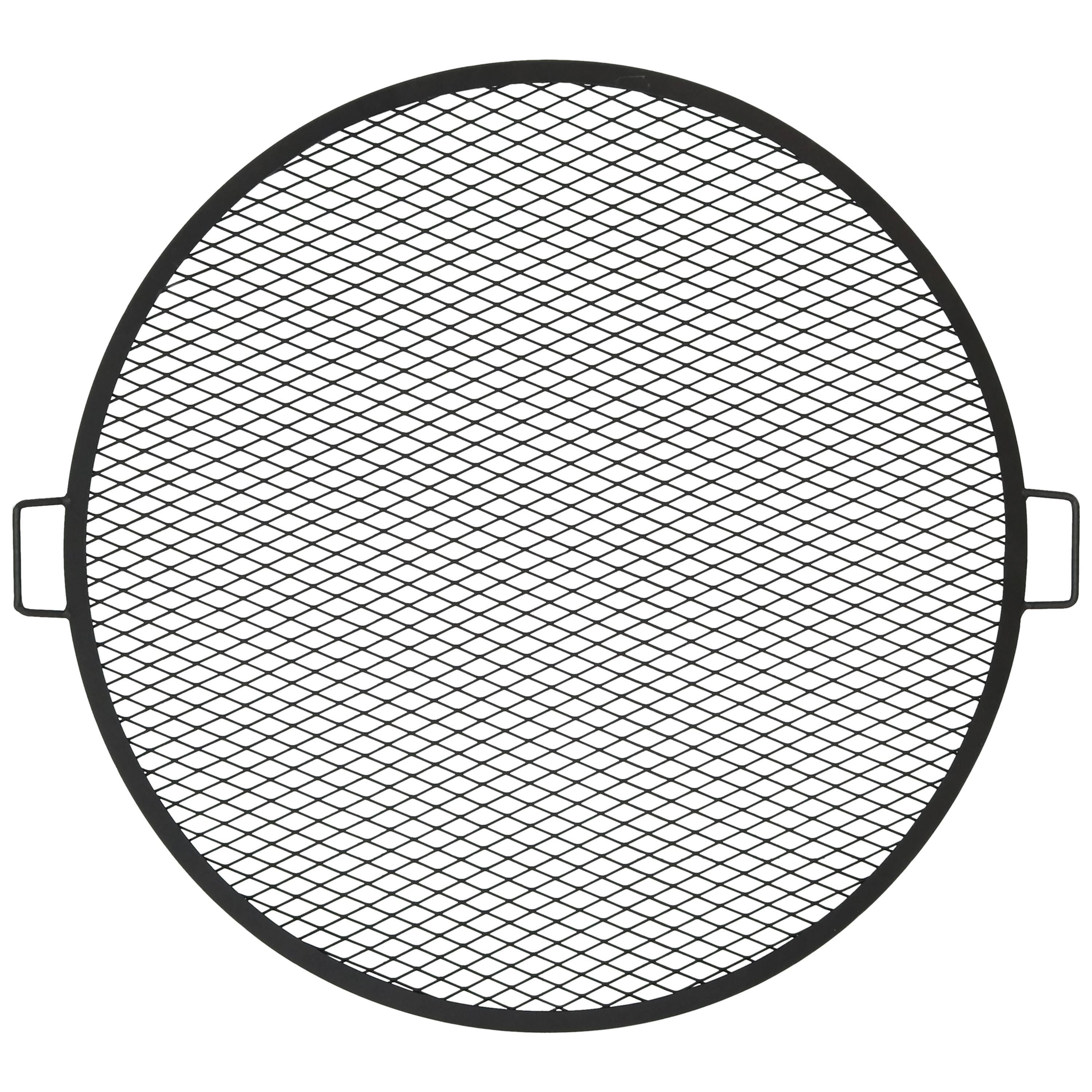 Sunnydaze - 36 in Round Steel X-Mark Fire Pit Cooking Grill with Handles - Black