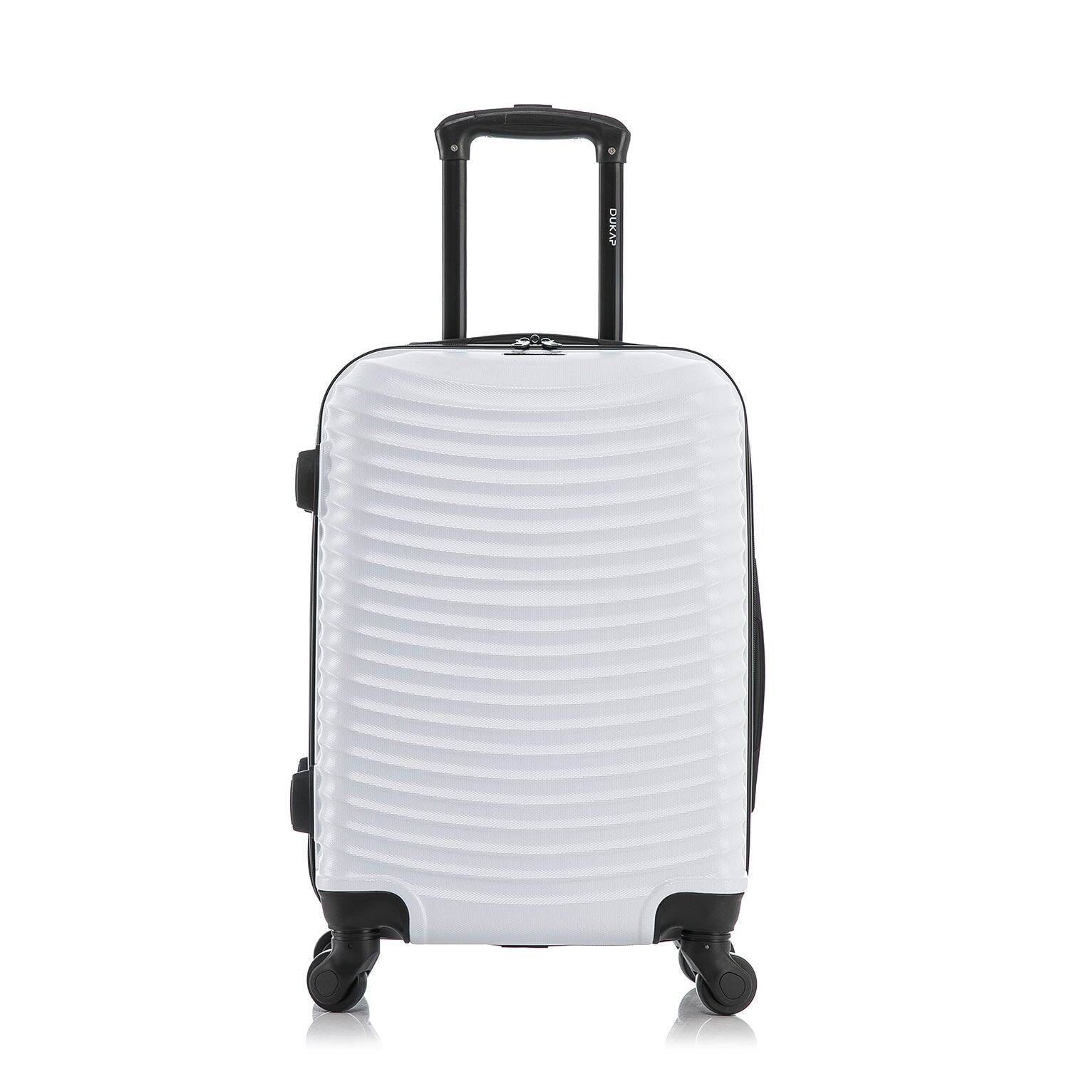 Angle. DUKAP - Adly Lightweight Hardside Spinner Luggage 20" Carry-On - WHITE.
