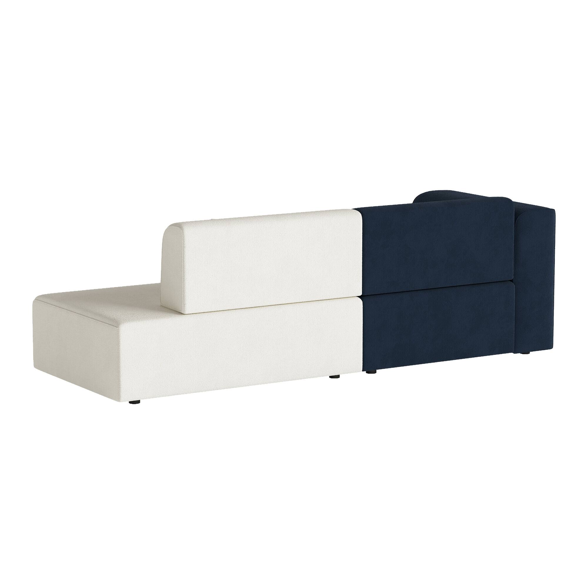 Alt View 4. luck idea - 77.55" Modern Two-Tone Fabric Sofa Couch with Solid Wood Frame, Foam Cushions & 2 Throw Pillows, Living Room Sofa - Dark blue+Off-white.