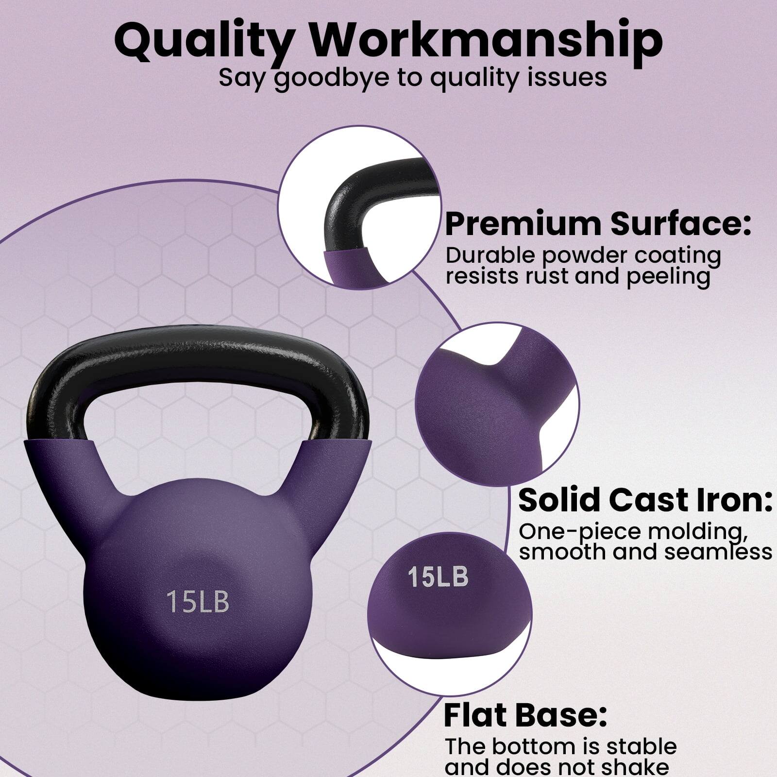 Quality Workmanship: Say goodbye to quality issues

Premium Surface: Durable powder coating resists rust and peeling

Solid Cast Iron: One-piece molding, smooth and seamless

Flat Base: The bottom is stable and does not shake