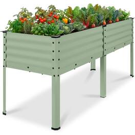 Best Choice Products - 72x24x30in Non Toxic Elevated Galvanized Metal Garden Bed Corner Protectors - Sage Green