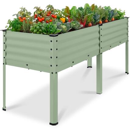 Front. Best Choice Products - Best Choice Products 72x24x30in Non Toxic Elevated Galvanized Metal Garden Bed Corner Protectors - Sage Green - Sage Green.