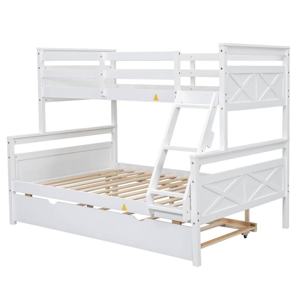 Alt View 7. Loheer - Loheer Twin Over Full Bunk Bed with Trundle White Solid Wood - White.