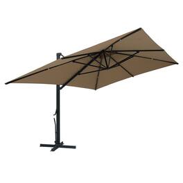 Mondawe - 10x13ft Patio Cantilever Umbrella Large Square Double Top Offset Umbrella - Tan