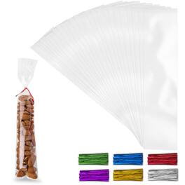 Zulay Kitchen - Simple Craft 200 Pack Candy Treat Cellophane bags - 2x10 Inches Thick Plastic Candy Bags With Ties For Goodie Bags - Clear