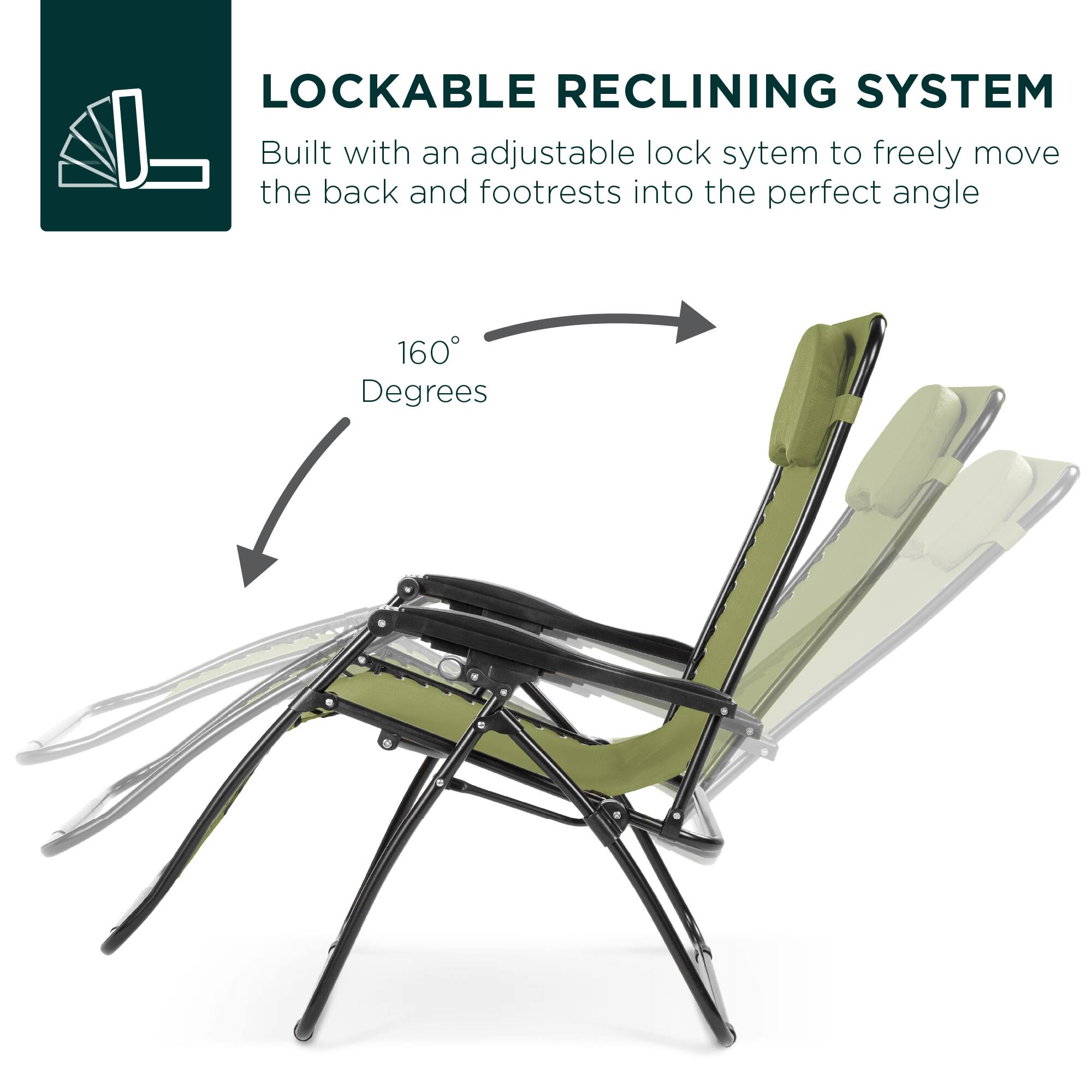 LOCKABLE RECLINING SYSTEM  
Built with an adjustable lock system to freely move the back and footrests into the perfect angle  
160 Degrees