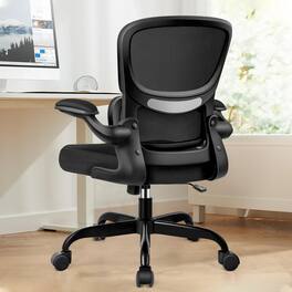 Brick Attic - Ergonomic Office Chair with Lumbar Support and Adjustable Armrests, Breathable Mesh Mid Back Computer Task Desk Chair - Black