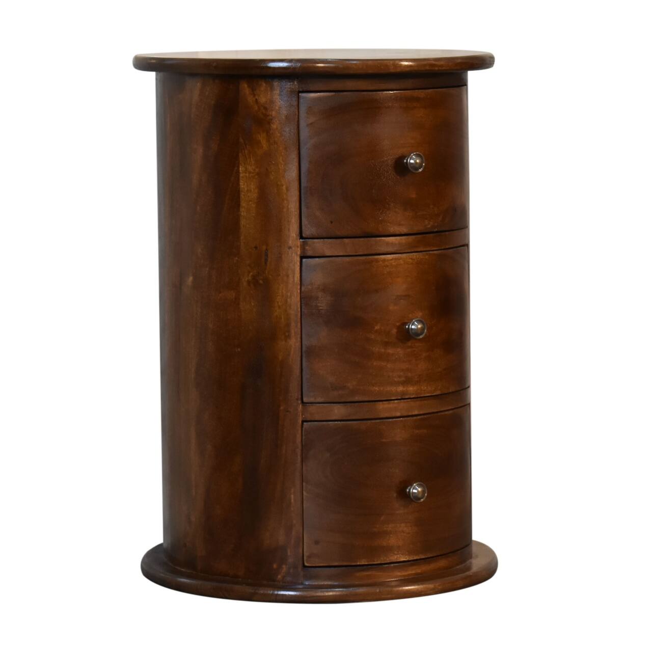 Left. Artisan Furniture - Artisan Furniture Solid Wood 3 Drawer Chestnut Drum, Dark Brown - Dark Brown.