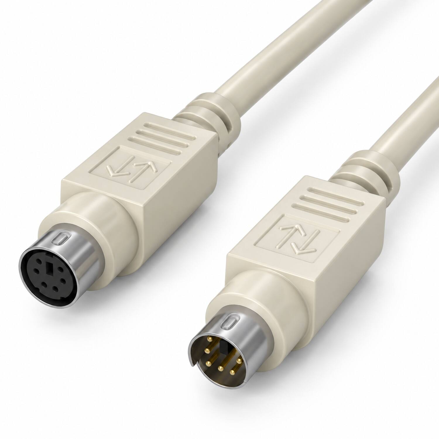 Angle. Sanoxy - 3ft Mini-DIN6 M/F PS/2 Keyboard/Mouse Extension Cable - Beige.