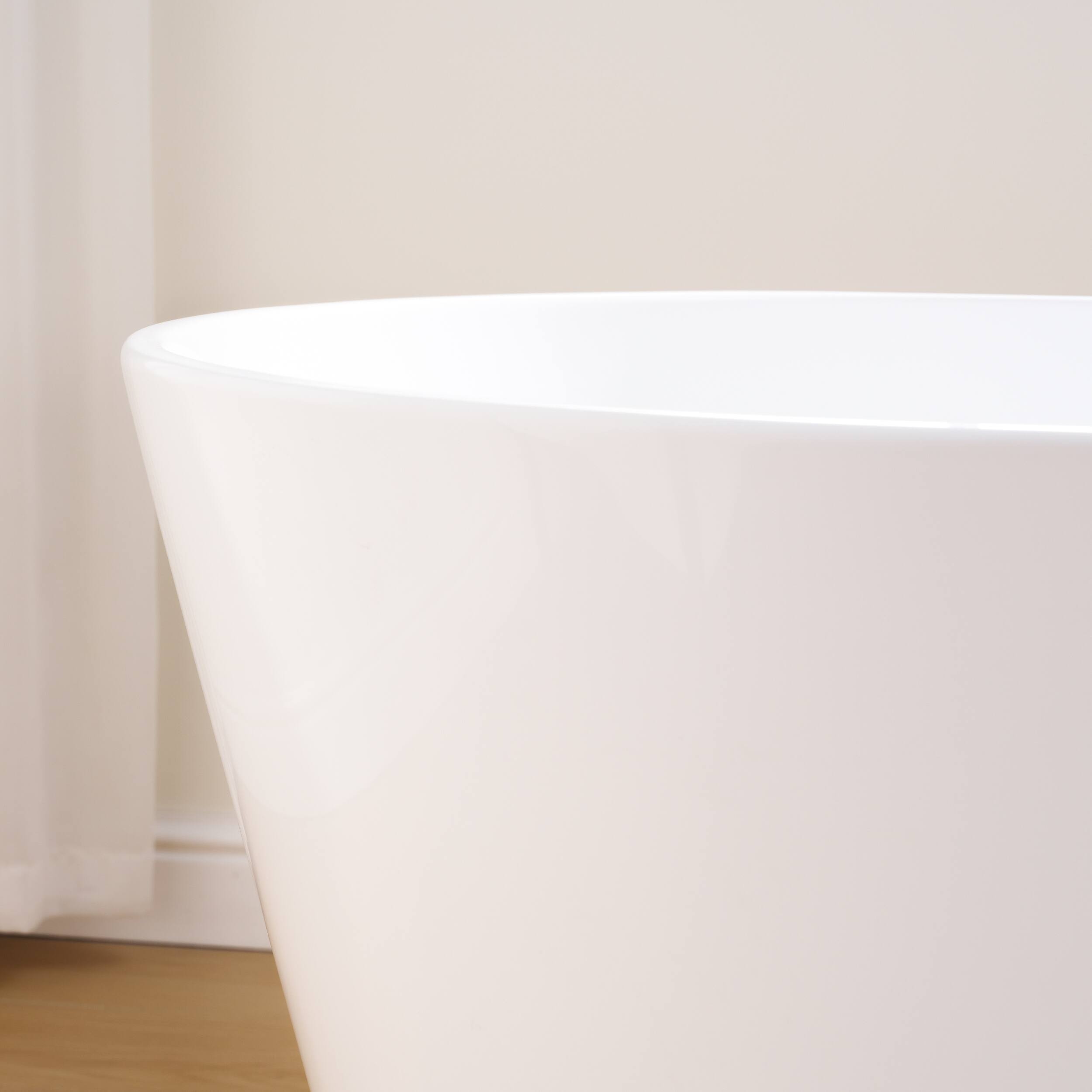 Alt View 7. WELLFOR - Divan 60 in. L x 29 in. W Acrylic Freestanding Double Ended Soaking Bathtub with Pop-up Drain ( Center Drain ) - White.