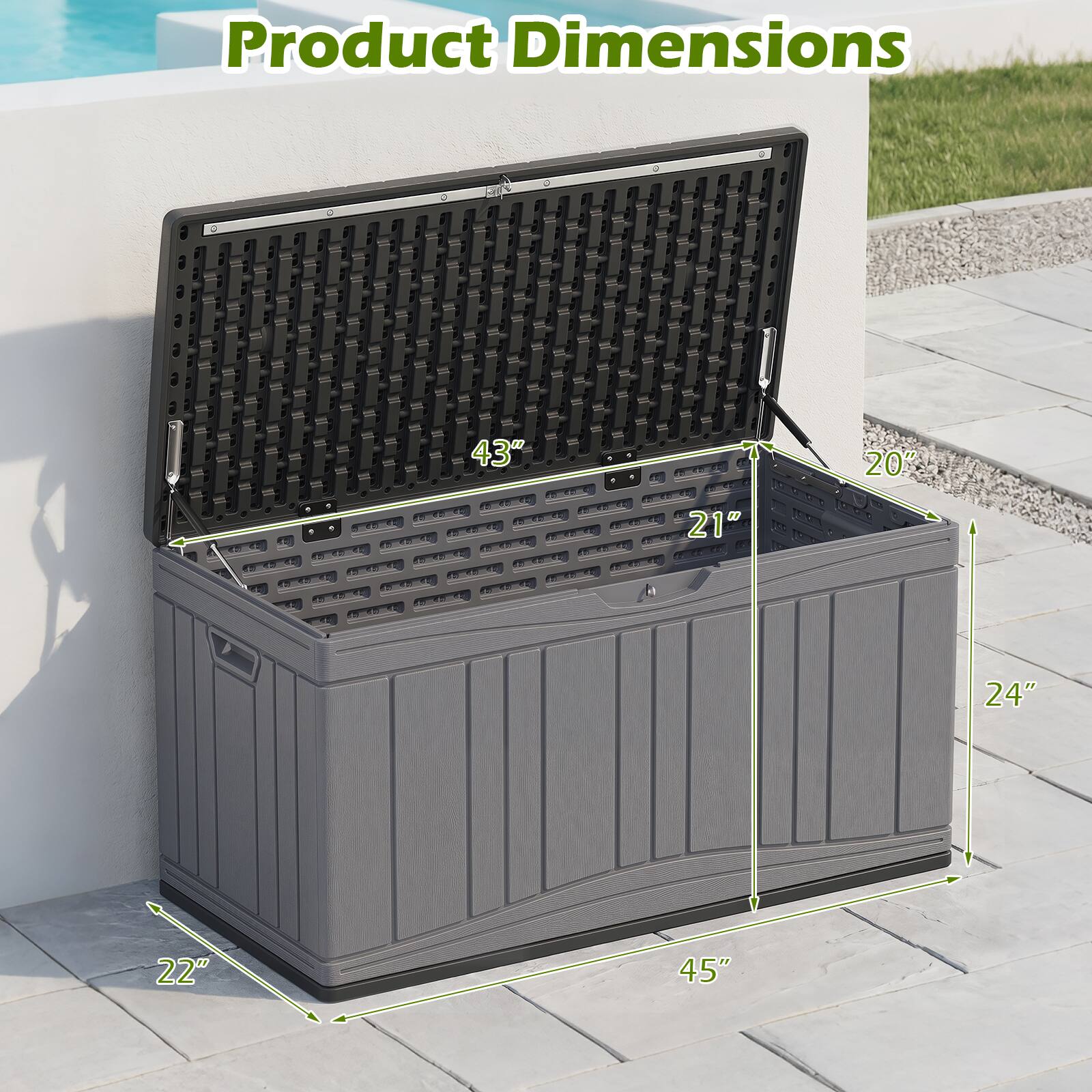 Product Dimensions: 43" x 20" x 21" x 24" x 22" x 45"