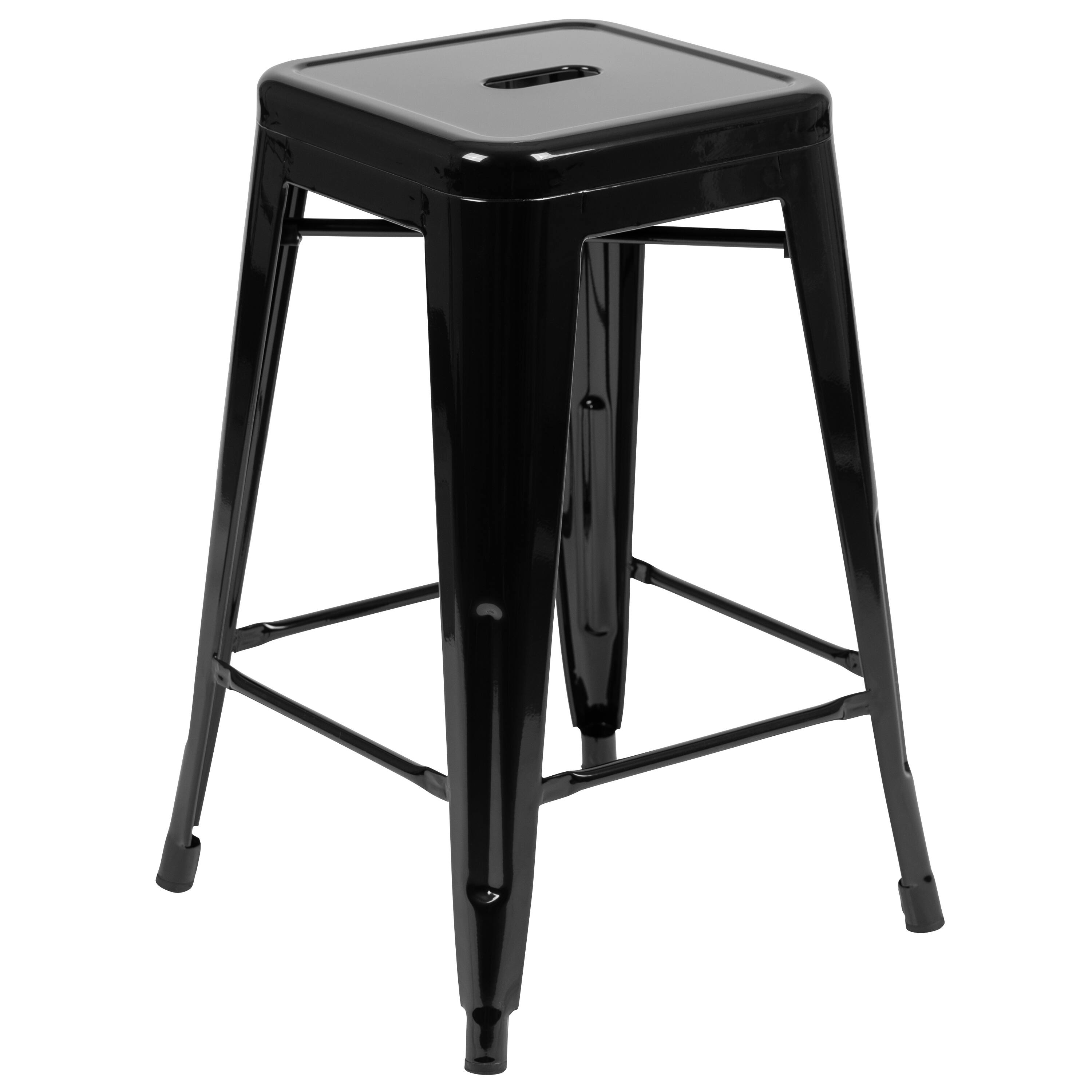Alt View 16. Alamont Home - 24" High Metal Counter-Height, Indoor Bar Stool - Stackable Set of 4 - Black.