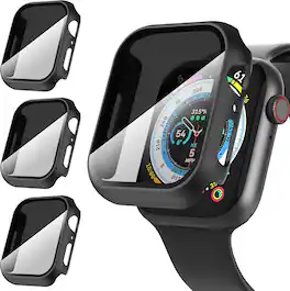 Core Tech - 3-Pack Privacy Tempered Glass Protective Case for Apple Watch 41mm - ++ - Black
