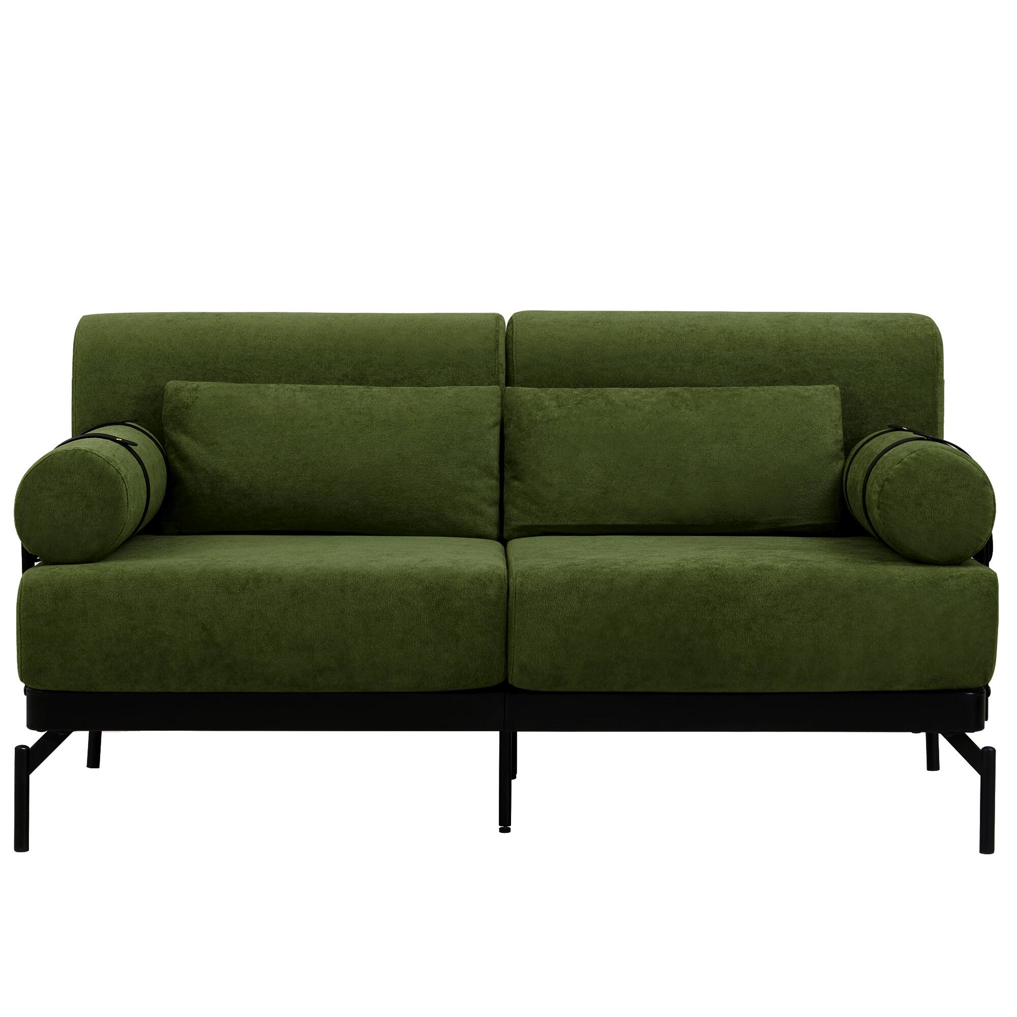 Alt View 6. GOODSILO - Modern Loveseat Sofa 59"" Couch 2-Seater with USB Ports & Unique Armrests - Green.