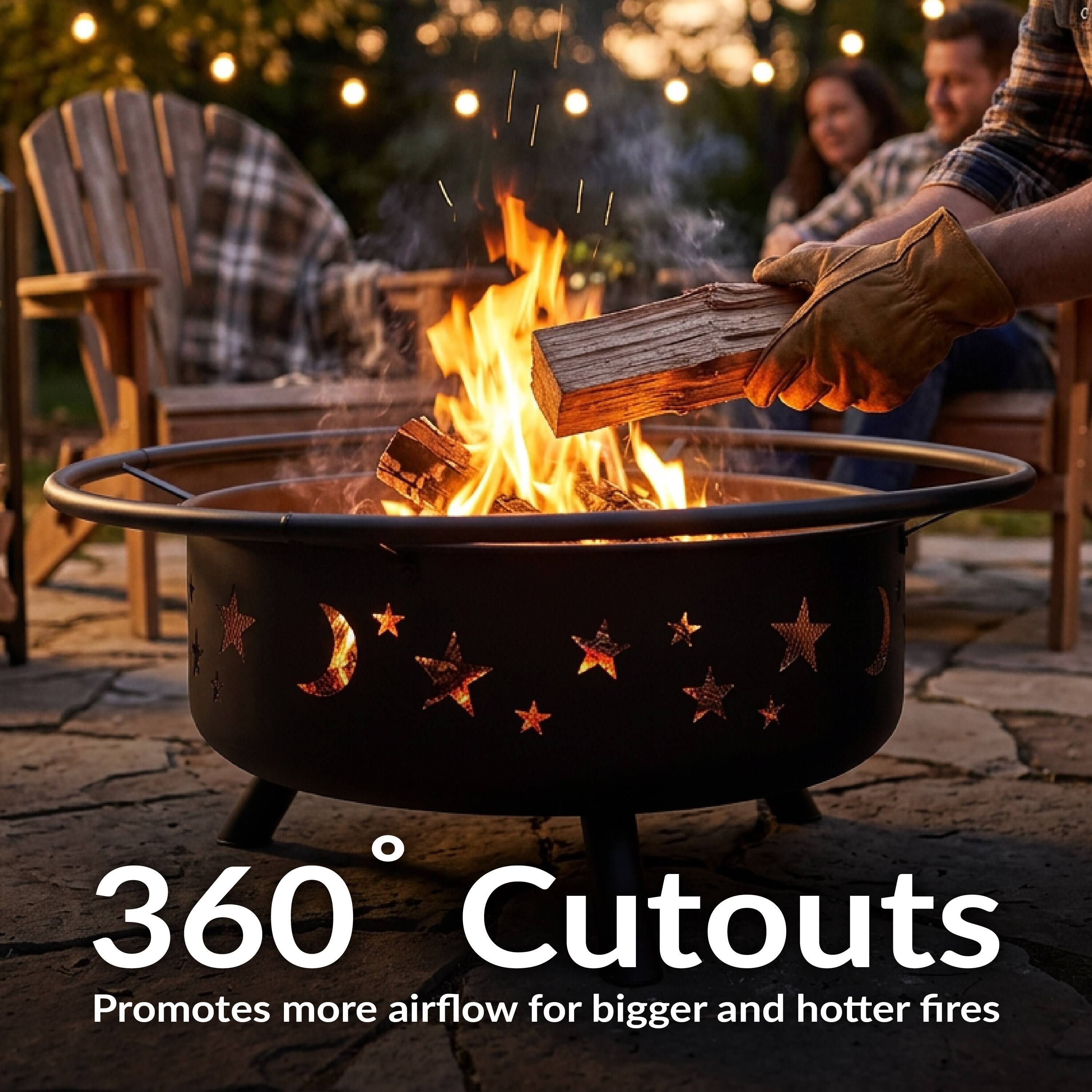360° Cutouts  
Promotes more airflow for bigger and hotter fires