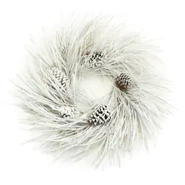 BreeBe - Flocked Long Needle Pine Wreath 28"D - White, Green