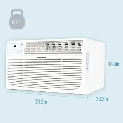 Keystone - 14,000 BTU 230V Through-the-Wall Air Conditioner with Follow Me LCD Remote Control - White