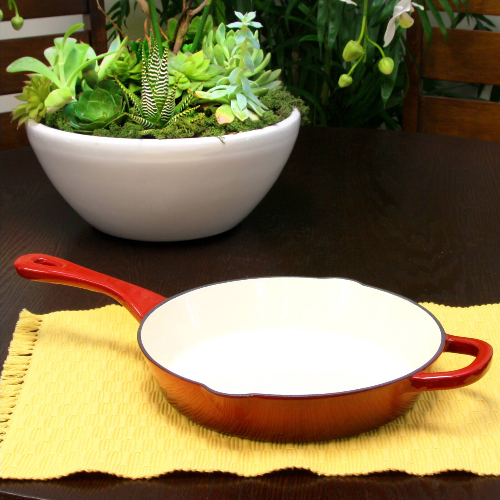 Alt View 3. Crock-Pot - Crock Pot Artisan 10 in. Round Enameled Cast Iron Skillet in Scarlet Red - Scarlet Red.