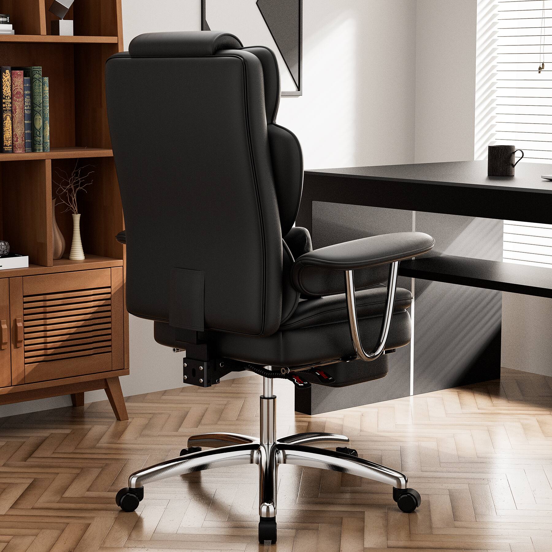 Alt View 1. LUCKY ONE - Leather Executive Swivel Office Chair - Black.