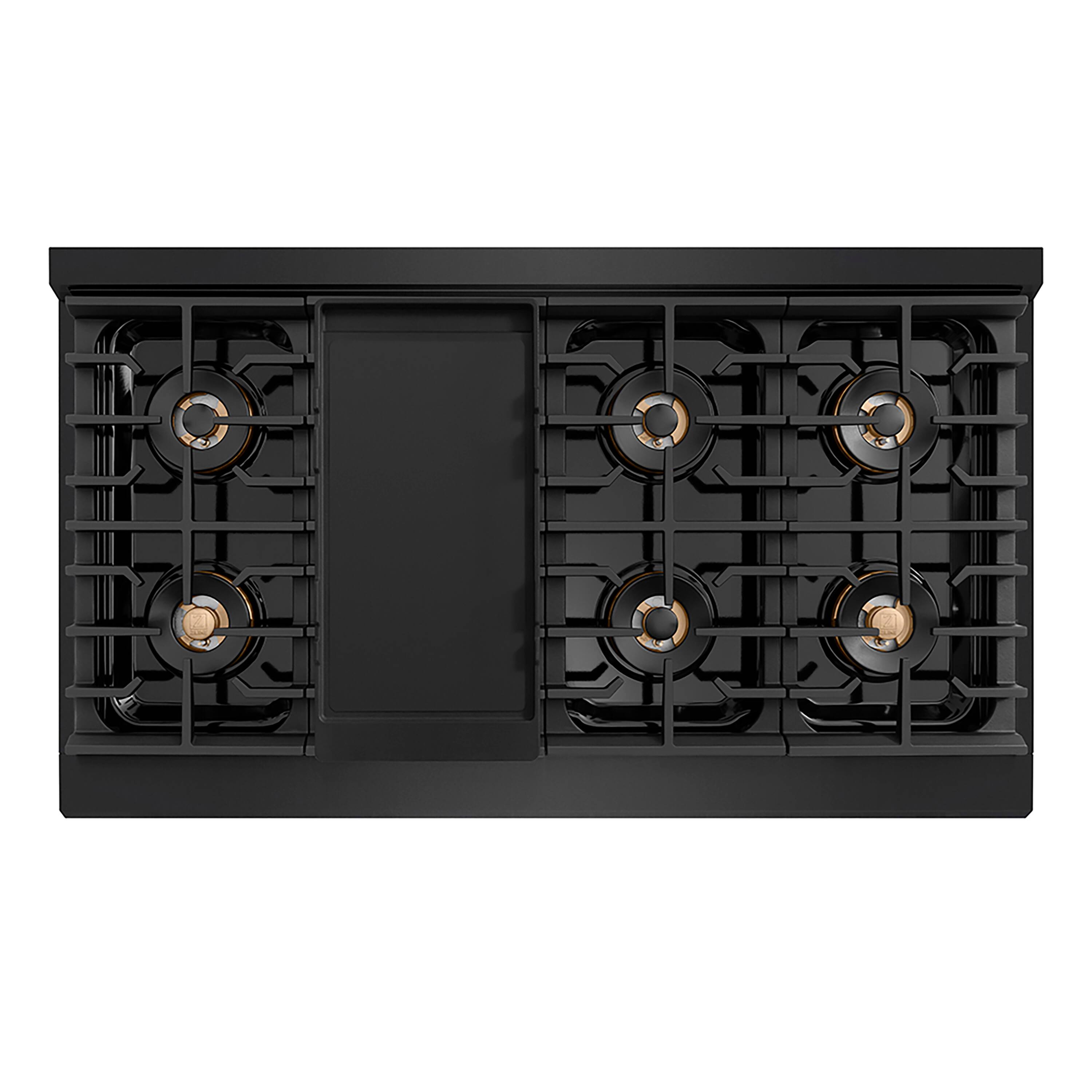 Back. ZLINE - ZLINE 48 in. Paramount Gas Range with 8 Burner DuoPro Cooktop & Dual Ovens (PSGRB-48) - Black Stainless Steel.