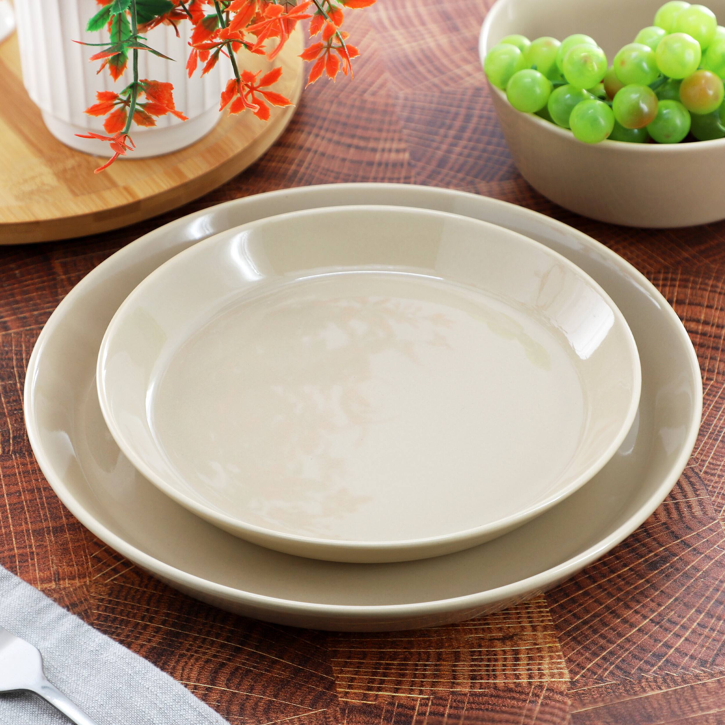 Alt View 1. Gibson - Gibson Elite Sunlit Mist 12 Piece Round Stoneware Dinnerware Set in Cream - Cream.