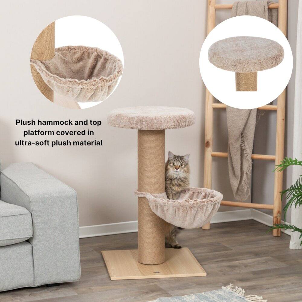 Plush hammock and top platform covered in ultra-soft plush material