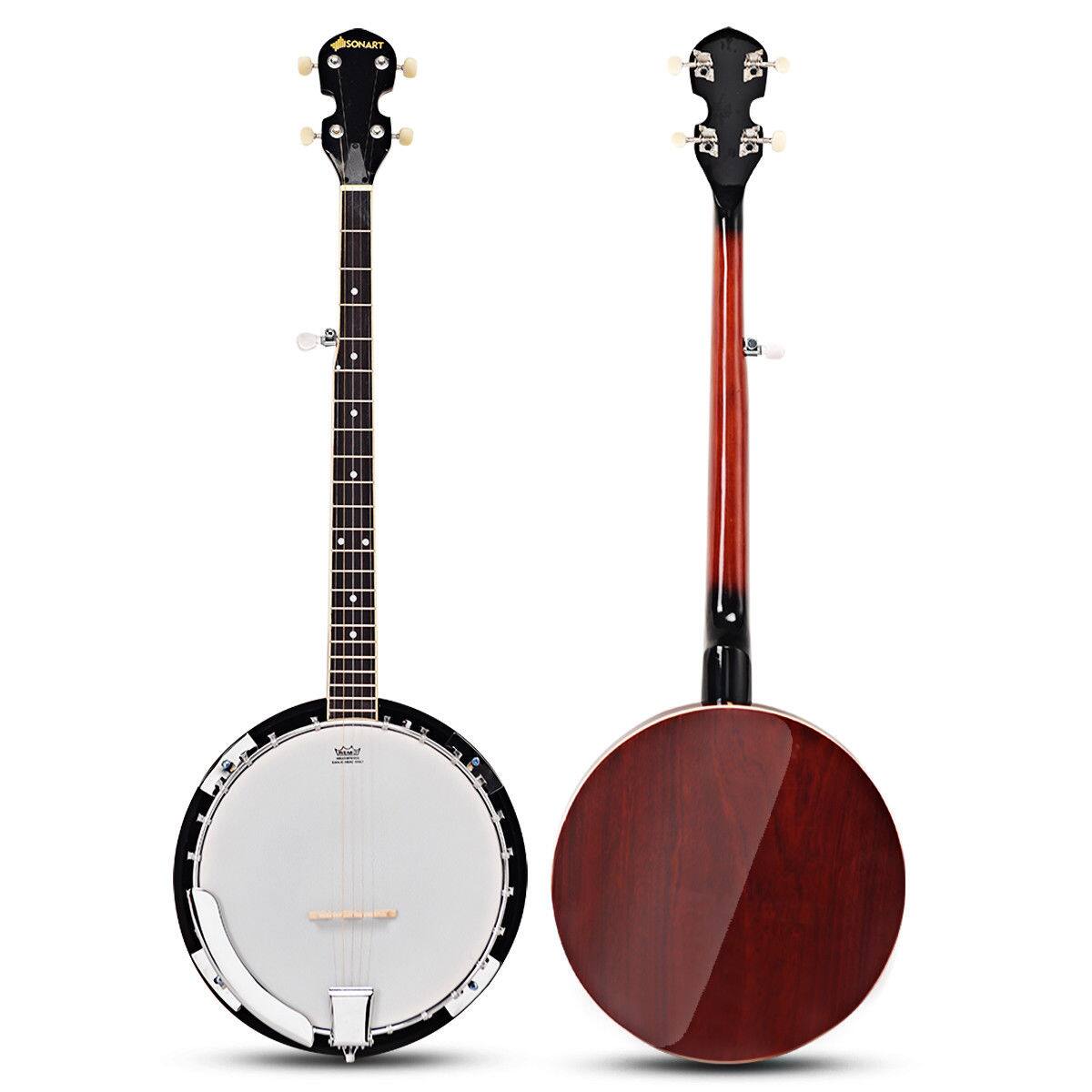 Alt View 4. Costway - Costway Sonart 5 String Geared Tunable Banjo 24 Brackets Closed Back Remo Head w/ Case - Black.