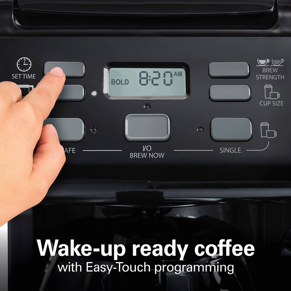 SET TIME AM BOLD 8:20 BREW STRENGTH CUP SIZE AFE VO BREW NOW SINGLE  
Wake-up ready coffee with Easy-Touch programming