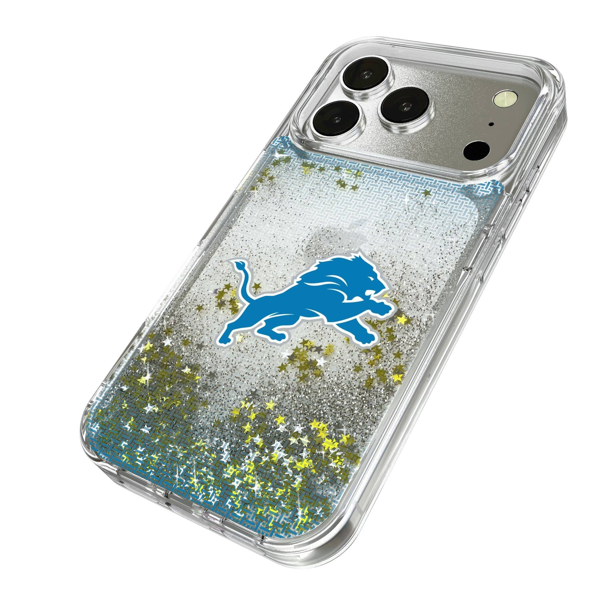 Alt View 1. Keyscaper - Detroit Lions Linen Logo iPhone Glitter Case - 13 Pro Max - Multicolor.