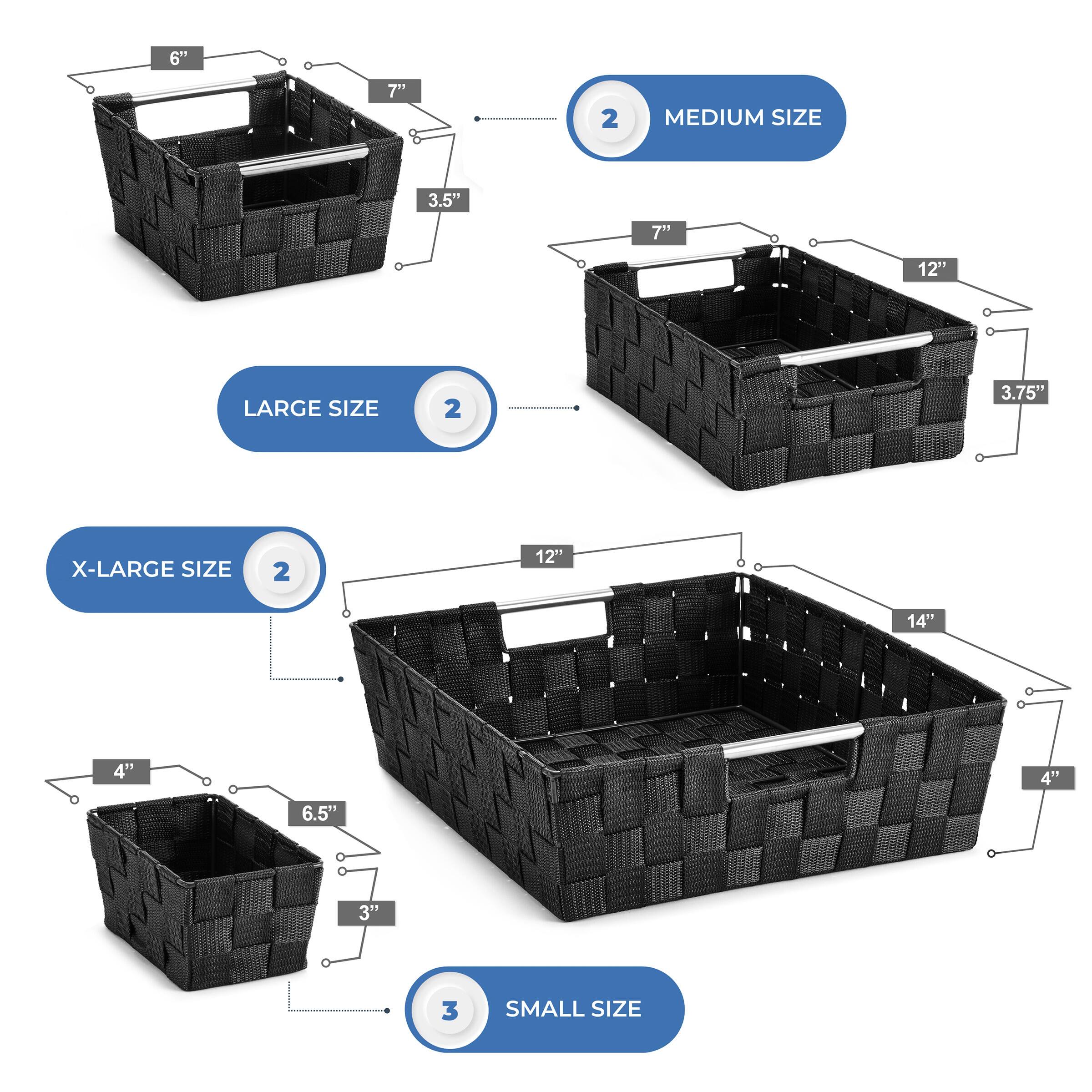 - **MEDIUM SIZE**
  - 6" x 7" x 3.5"
  - 2

- **LARGE SIZE**
  - 7" x 12" x 3.75"
  - 2

- **X-LARGE SIZE**
  - 12" x 14" x 4"
  - 2

- **SMALL SIZE**
  - 4" x 6.5" x 3"
  - 3