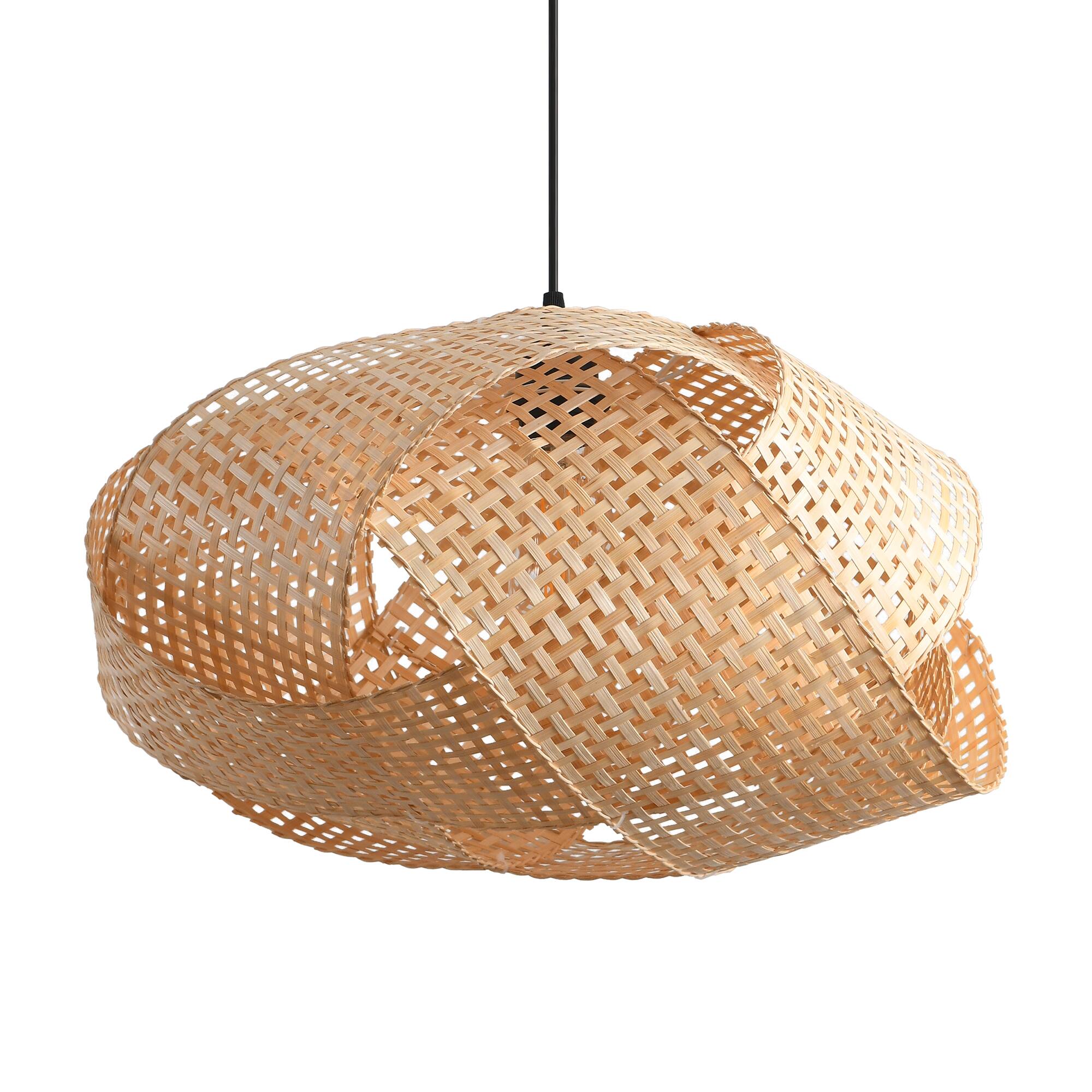 Alt View 5. Parrot Uncle - 1-Light Personalized Design Rustic Bamboo Hand-Woven Pendant Lamp.