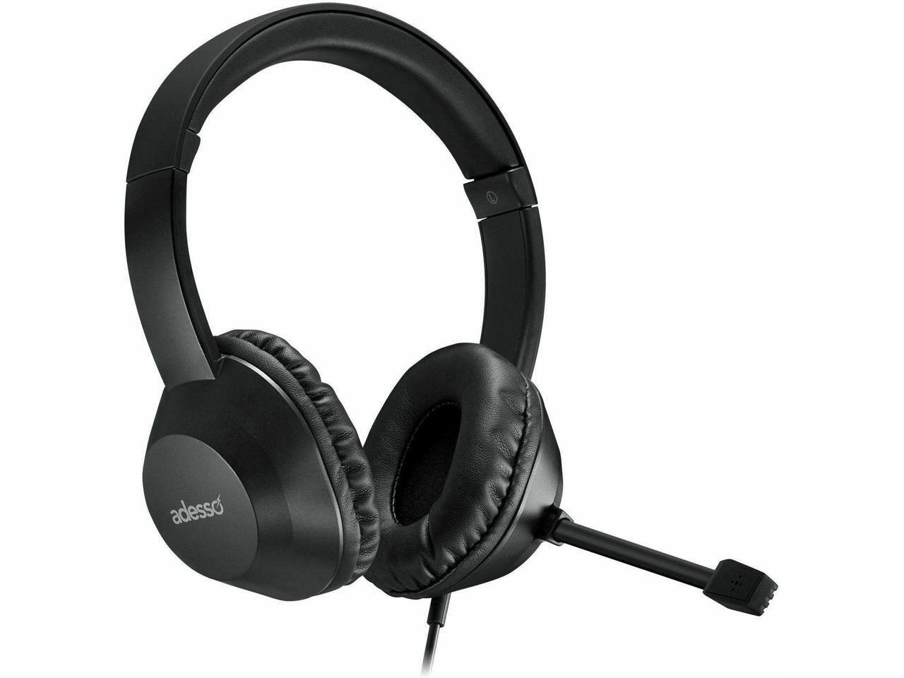 Alt View 1. Adesso - Adesso Xtream P7 Wired Headset - AI Controls, USB A/C, 32 Ohm, 6 ft, Omni Mic - Black.