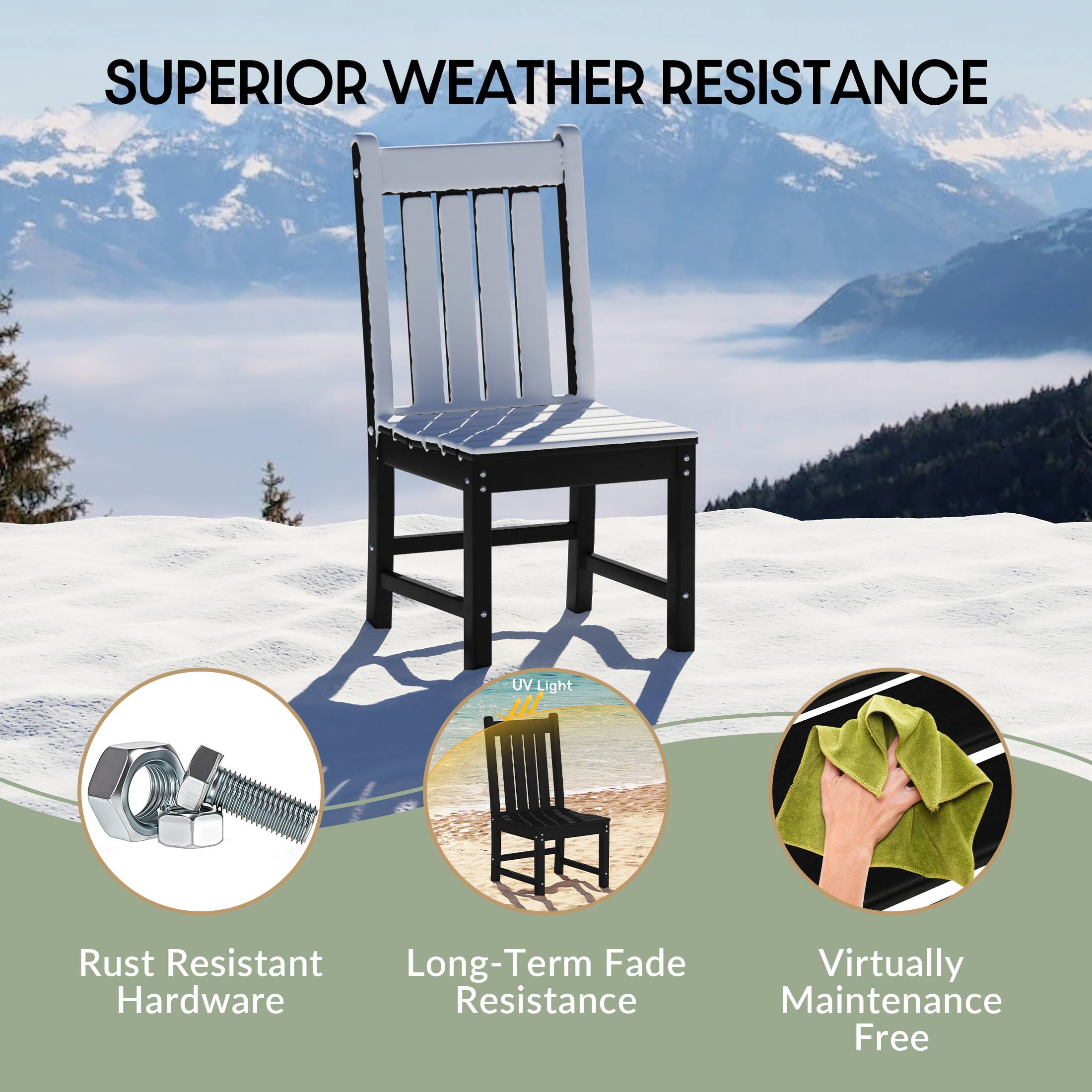 SUPERIOR WEATHER RESISTANCE

- UV-Light
- Rust Resistant Hardware
- Long-Term Fade Resistance
- Virtually Maintenance Free