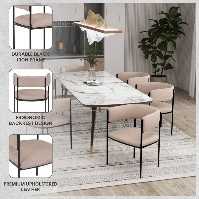 DURABLE BLACK IRON FRAME  
ERGONOMIC BACKREST DESIGN  
PREMIUM UPHOLSTERED LEATHER