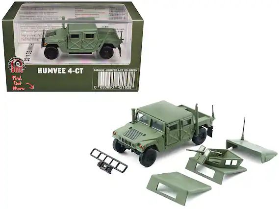 **HUMVEE 4-CT**
**64B0458 - HUMVEE 4-CT OD GREEN**
**0 633690 421628**
---
**Exact scale ornamental model for adult collector. Not suitable for children under 14 years old.**
**Remove all packaging before giving this toy to children.**
**This product is not a toy. It is an ornamental model.**
**Modelo ornamental de escala 1:14. No es un juguete. No es adecuado para menores de 14 años.**
**Non adiato raggiungere i minori di 14 anni.**
**Modelo ornamental de escala 1:14. No es un juguete. No es adecuado para menores de 14 años.**
**Exact scale ornamental model for adult collector. Not suitable for children under 14 years old.**
**Remove all packaging before giving this toy to children.**
**This product is not a toy. It is an ornamental model.**
**64B0458 - HUMVEE 4-CT