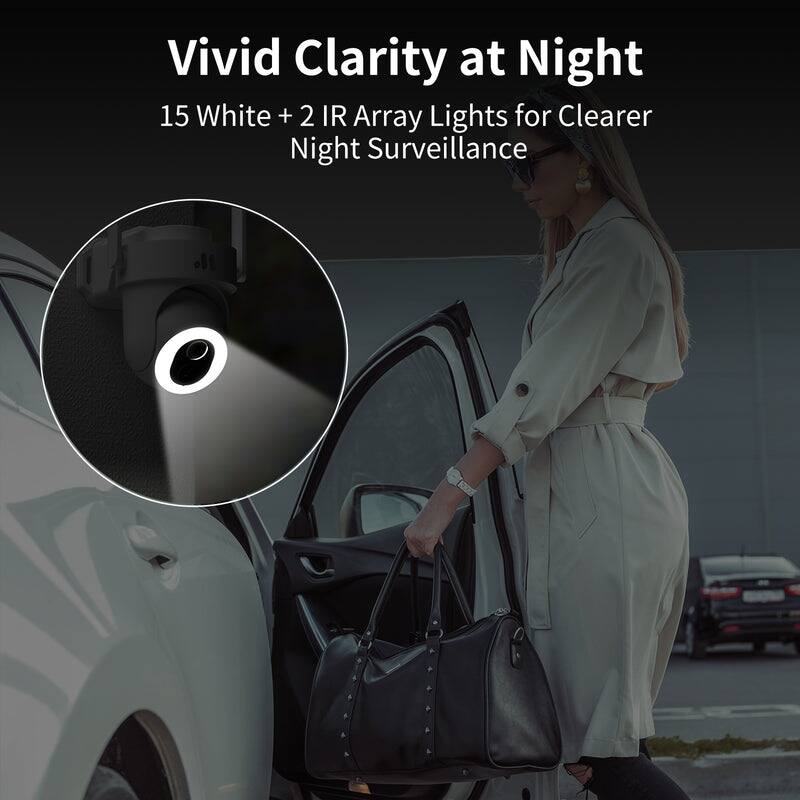 Vivid Clarity at Night  
15 White + 2 IR Array Lights for Clearer Night Surveillance