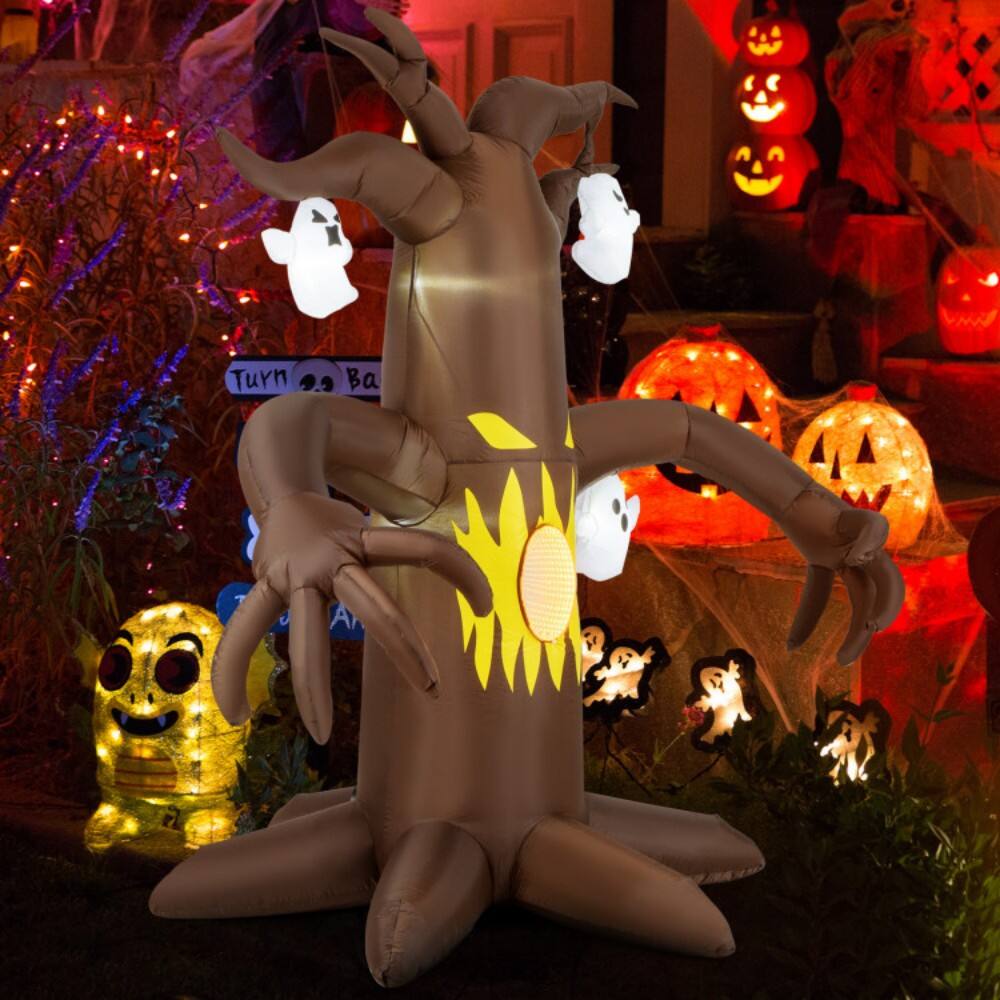 Alt View 2. Boyel Living - 7.8ft Easy to Set Up Scary Inflatable Halloween Tree with Ghosts - Brown.