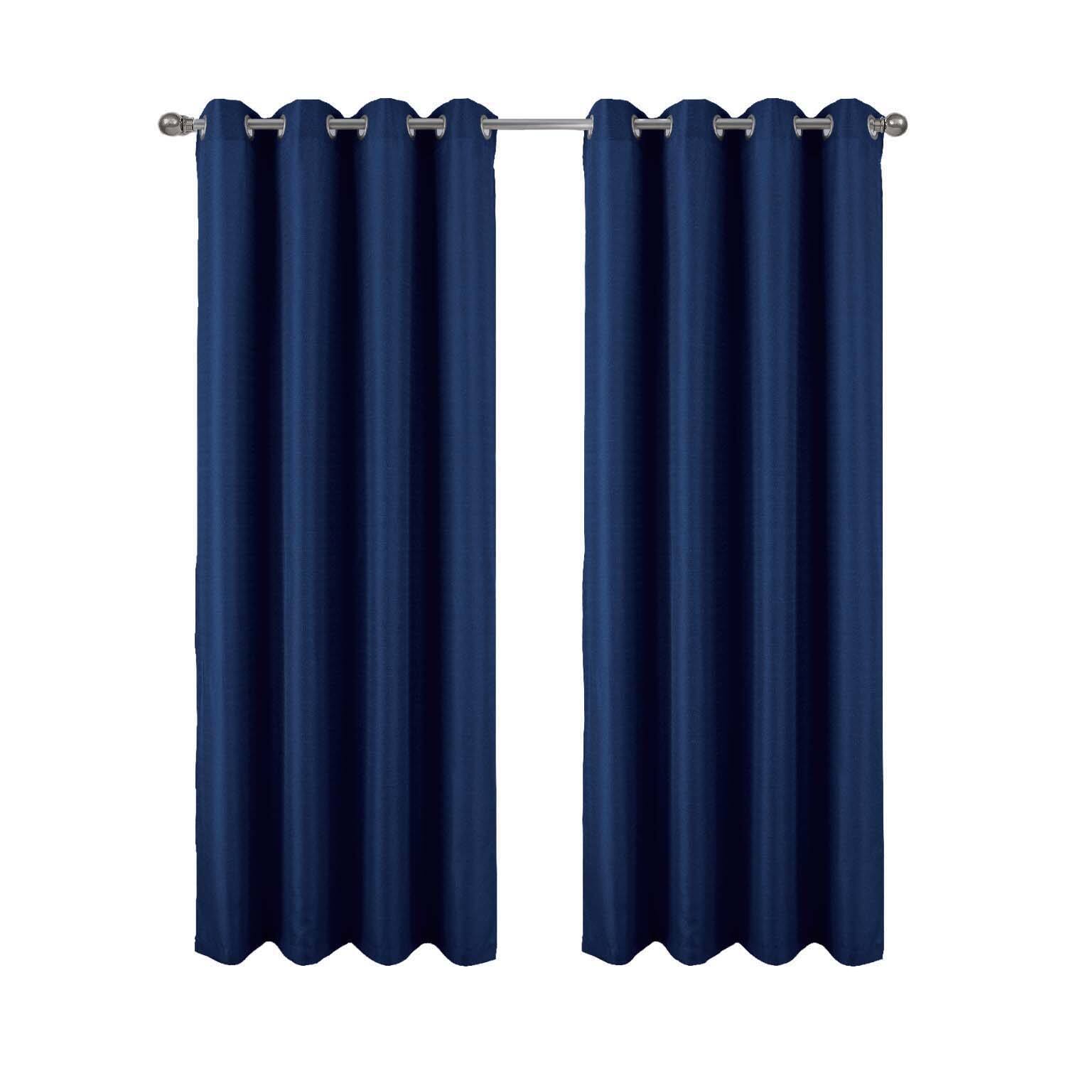 RT Designers Collection - RT Designer Collection Cindy Textured 2 Pack Grommet Curtain Panel 36" x 84" - Navy Blue