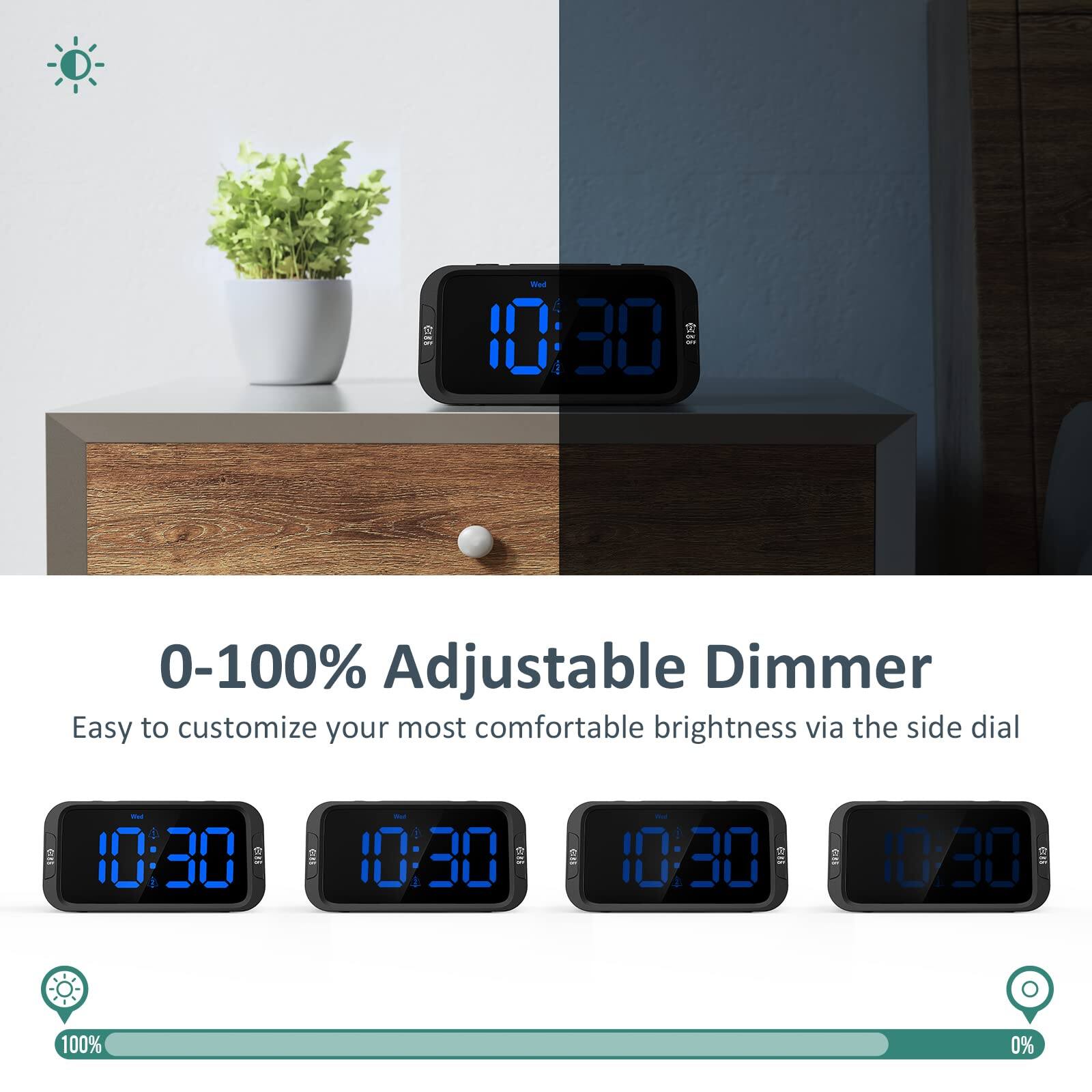 0-100% Adjustable Dimmer  
Easy to customize your most comfortable brightness via the side dial