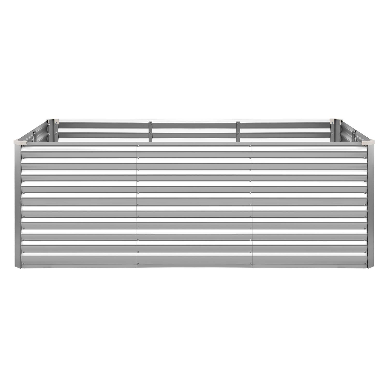 Alt View 5. VEVOR - Galvanized Raised Garden Bed, 8 x 4 x 3 ft, Rectangular Metal Planter Box Kit Outdoor, Bottomless Elevated Planting Box - Glossy Silver.