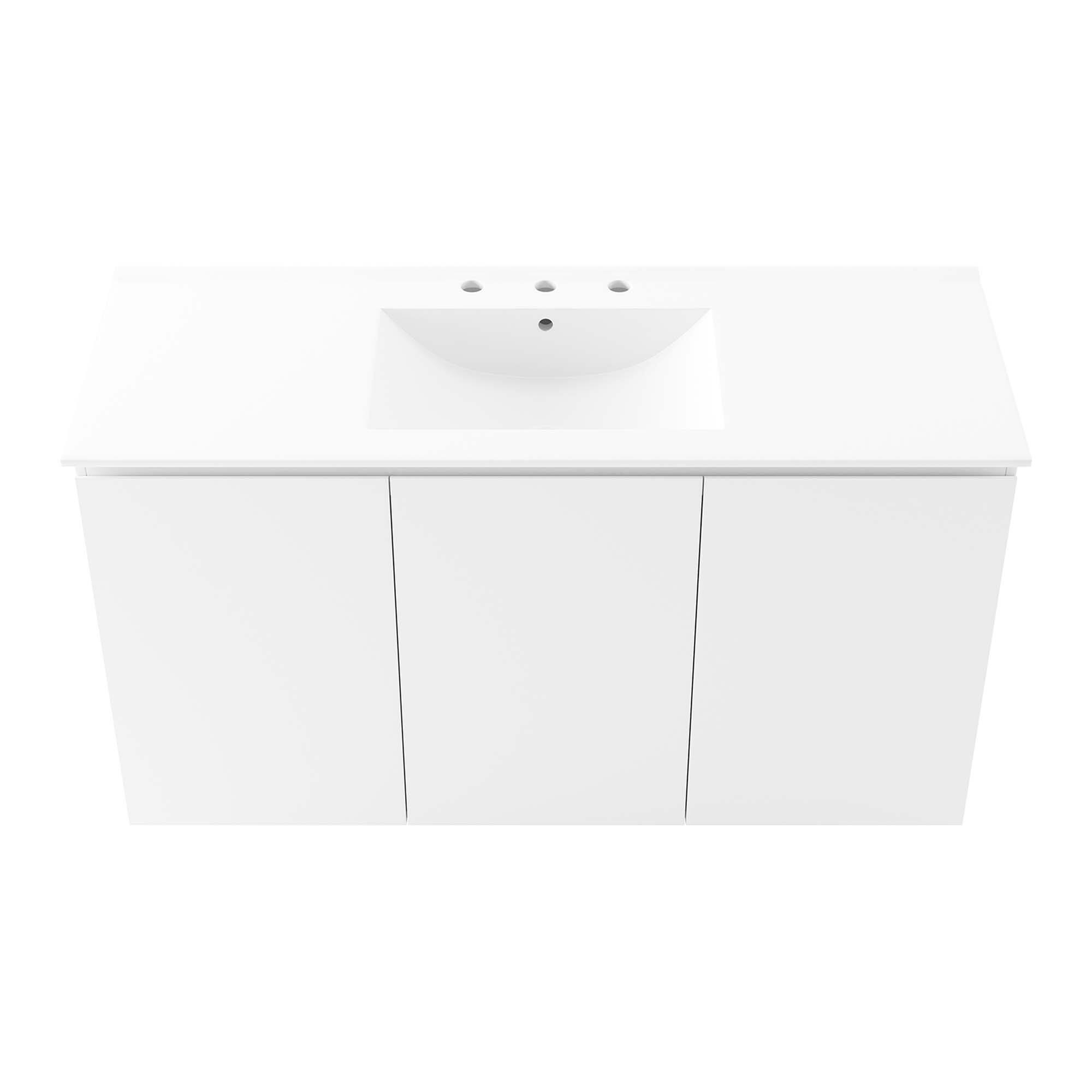 Alt View 4. Modway - Bryn Wall-Mount Bathroom Vanity Basin Included - White White.