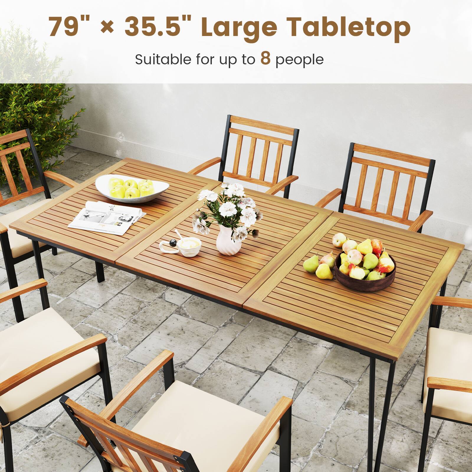 79" x 35.5" Large Tabletop  
Suitable for up to 8 people