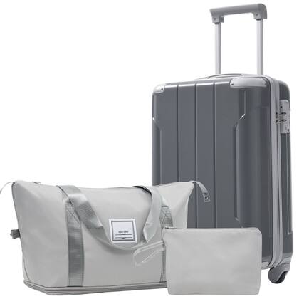 Front. BreeBe - 20" Carry-On Luggage Set 3-Piece, Lightweight Hardshell ABS Suitcases with Spinner Wheels for Weekend & Business Trips - Cool Gray.