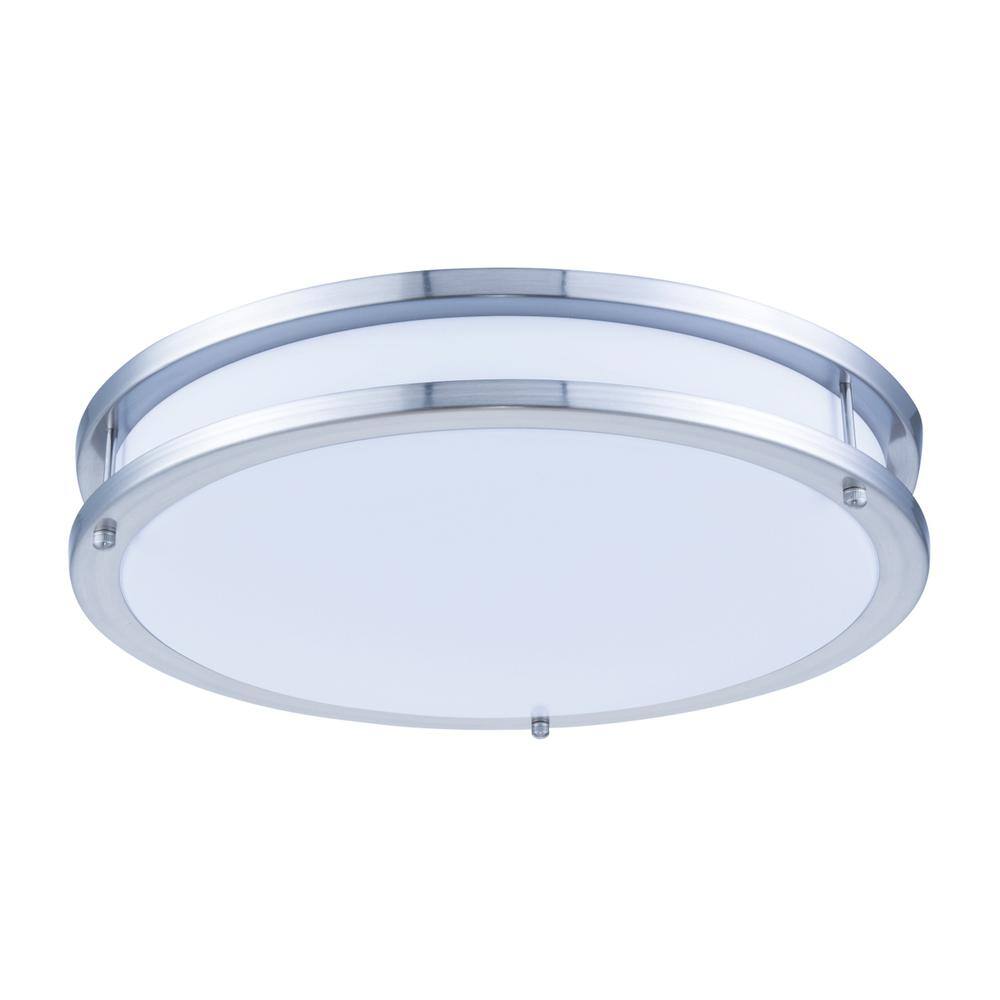 Front. Elitco Lighting - Led Double Ring Ceiling Flush - BRUSHED NICKEL.