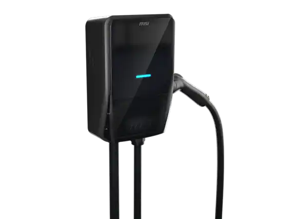 Front. MSI - EV Life Type 1 (J1772) Hardwired, Level 2 wall Charger up to 60A, 14.4 kW, IP55 Rated-Water and dust Resistant - Black.